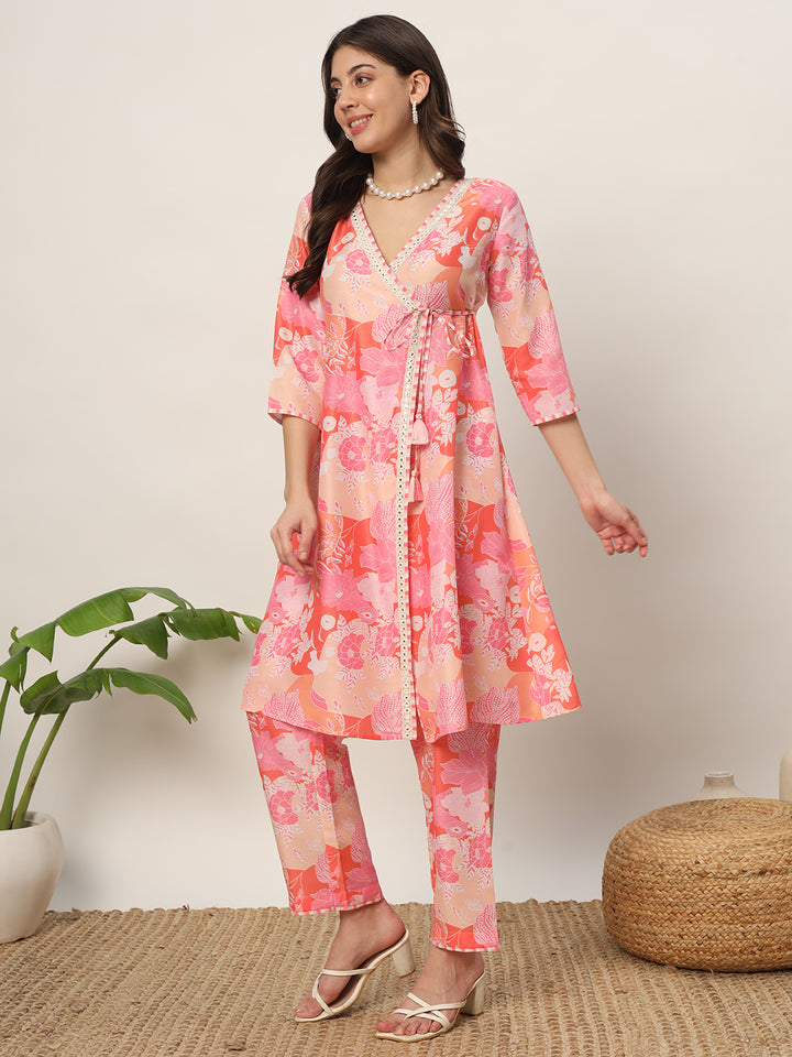 Stylish Pink Co-Ord Set | Elegant Cotton Blend Outfit with Designer Prints