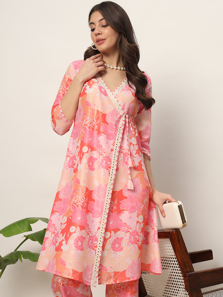 Stylish Pink Co-Ord Set | Elegant Cotton Blend Outfit with Designer Prints