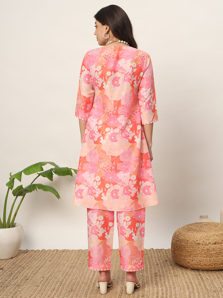 Stylish Pink Co-Ord Set | Elegant Cotton Blend Outfit with Designer Prints