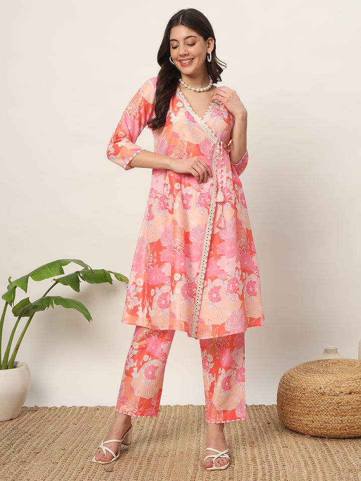 Stylish Pink Co-Ord Set | Elegant Cotton Blend Outfit with Designer Prints
