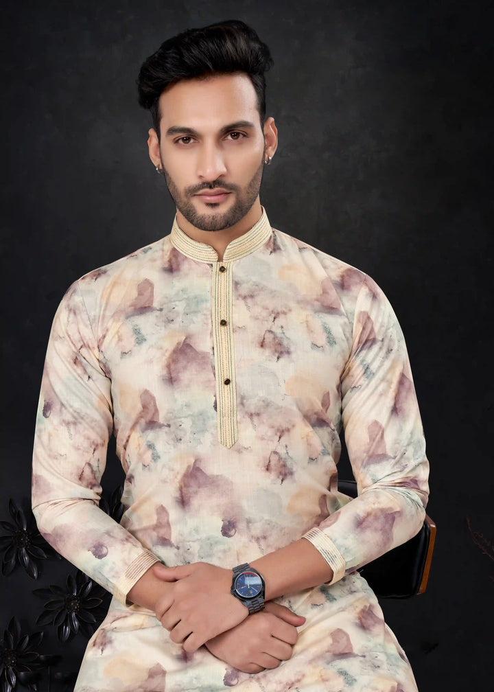 Silk Kurta & Raymond Cotton Pajama | Designer Printed Party Wear