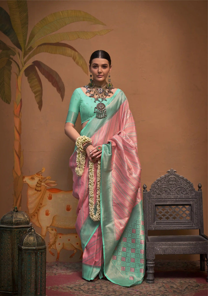 Linen Saree with Banarasi Silk | Handloom Weaving for Special Events
