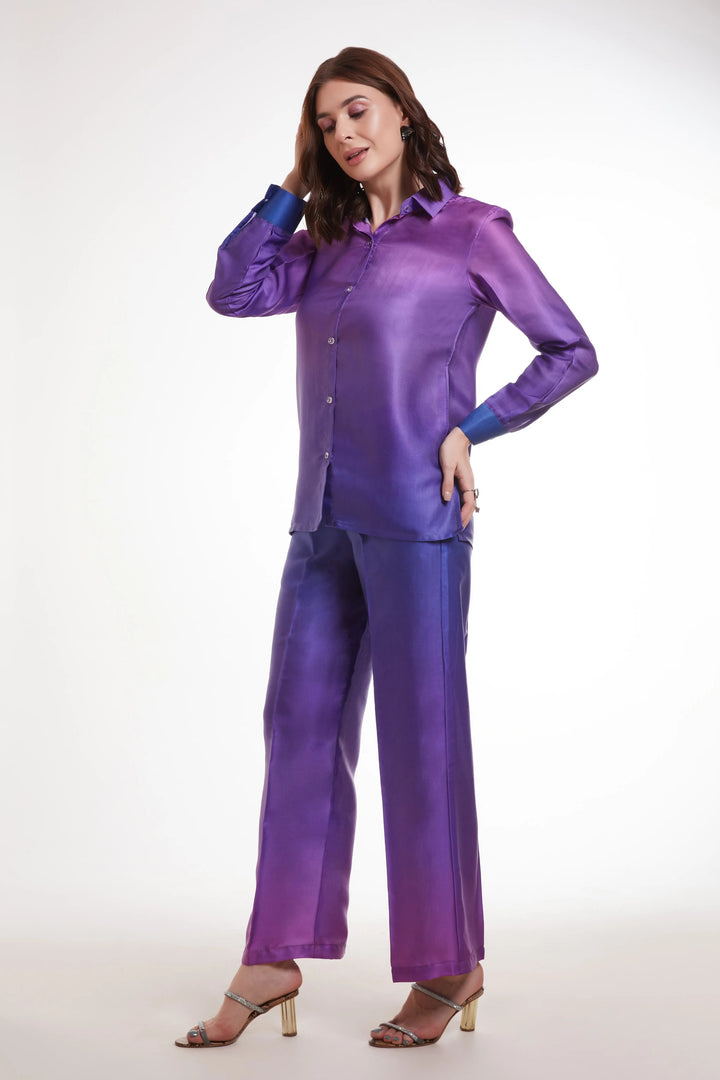 Elegant Purple Co-Ord Dress | Modal Satin with Trendy Designer Prints