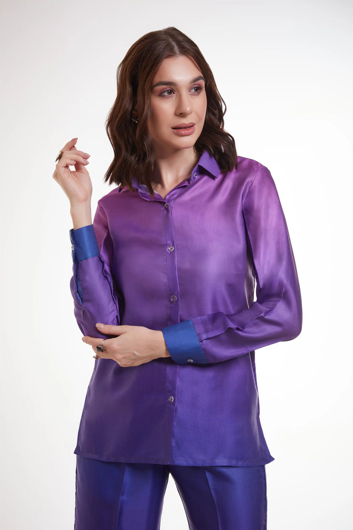 Elegant Purple Co-Ord Dress | Modal Satin with Trendy Designer Prints
