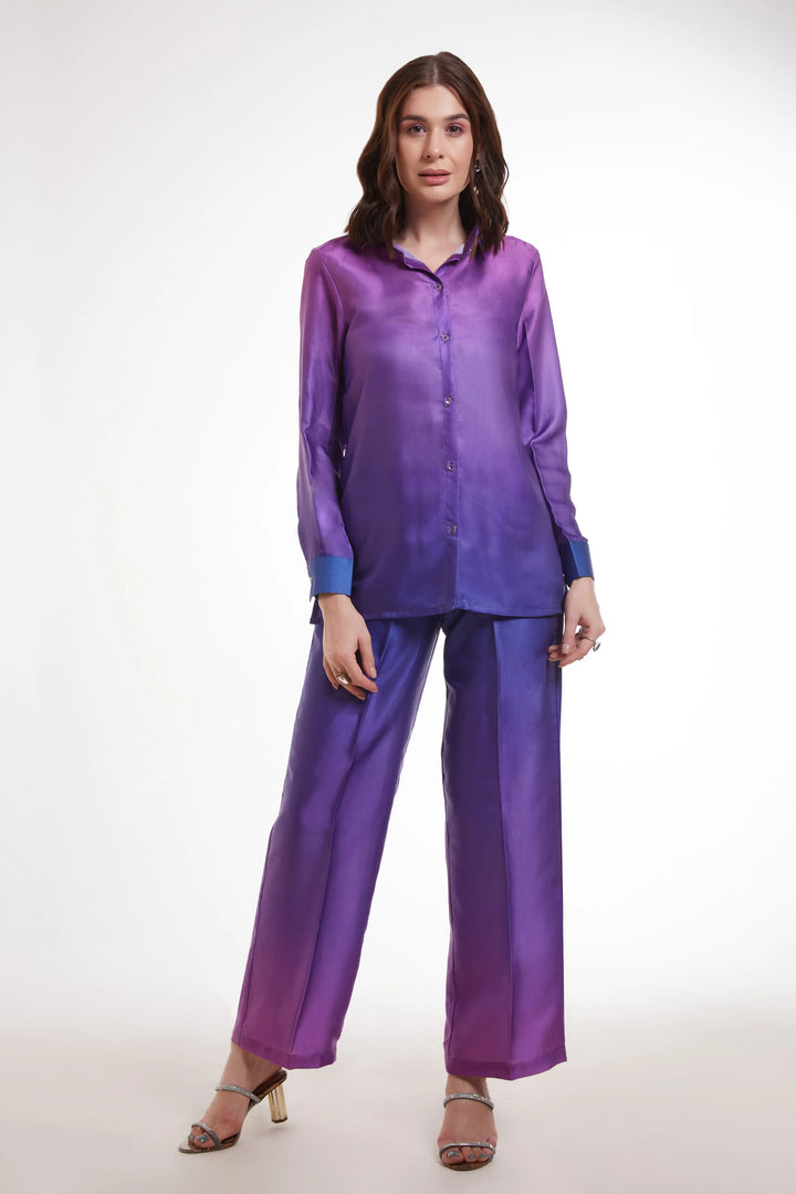 Elegant Purple Co-Ord Dress | Modal Satin with Trendy Designer Prints