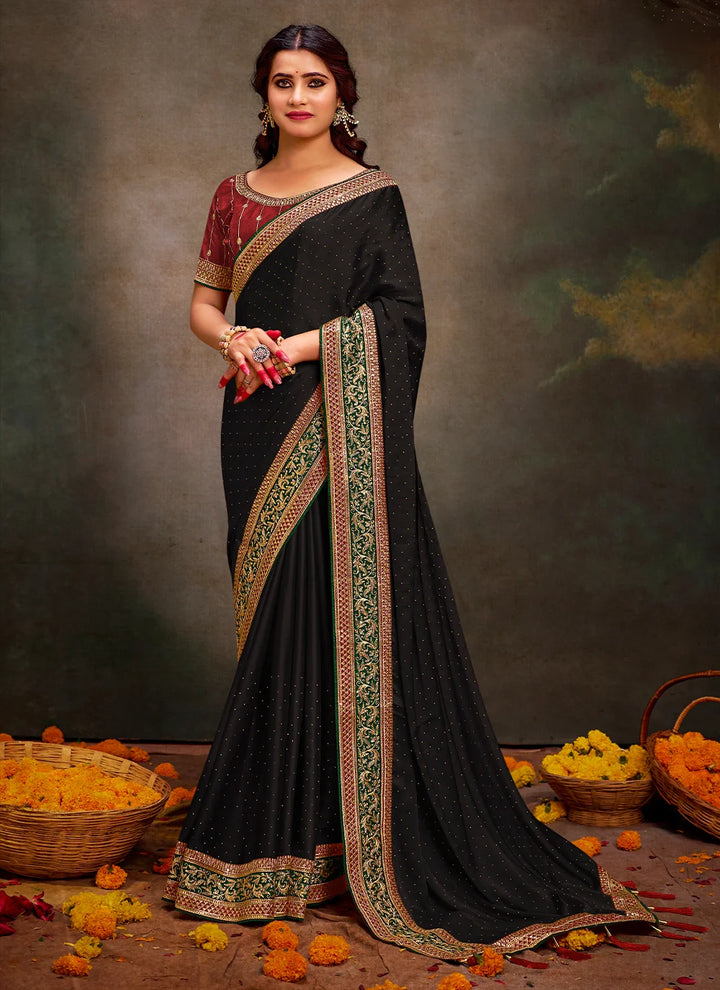 Beautiful Satin Saree with | Elegance Redefined for Weddings