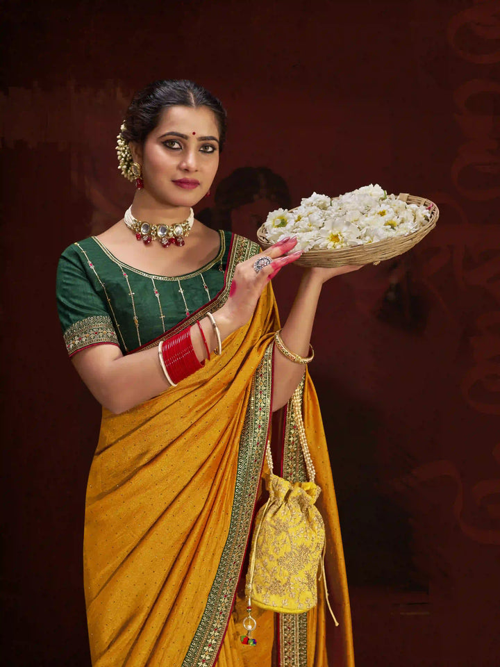 Breathtaking Vichitra Silk Saree with | Elegance Redefined for Weddings