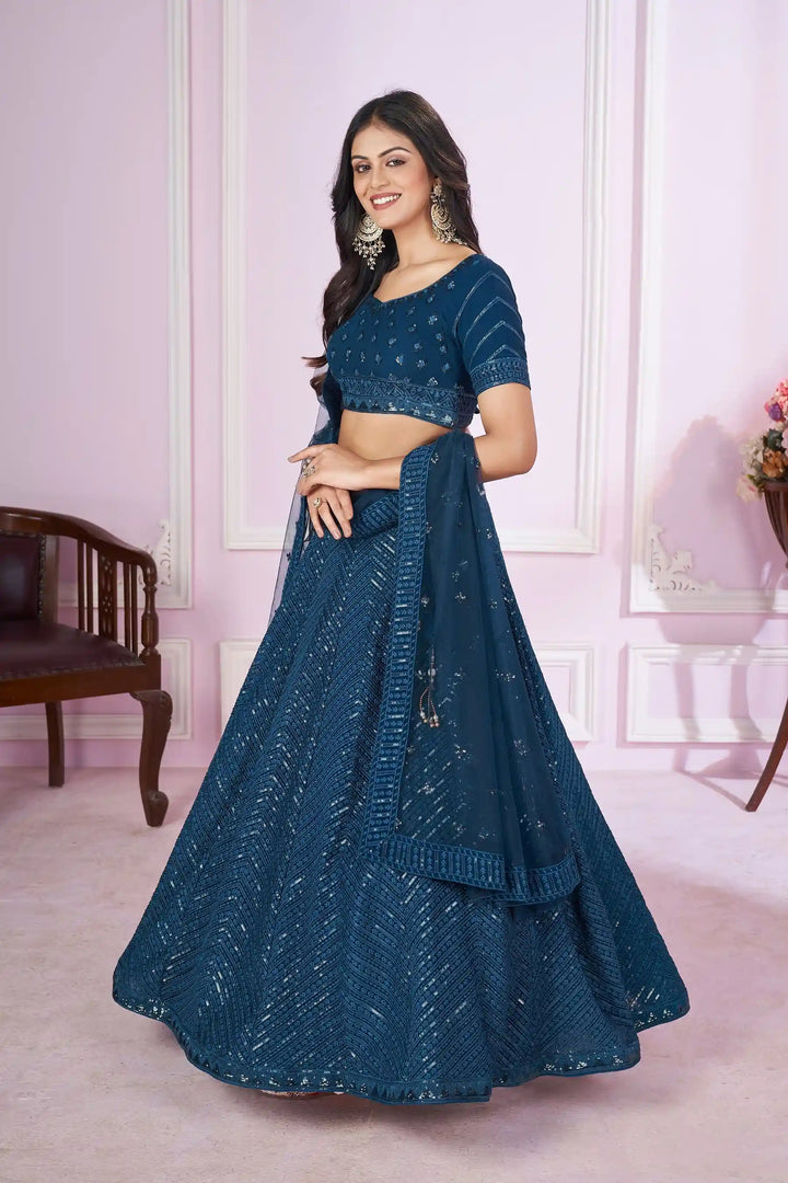 Designer Georgette Lehenga Choli | Soft Net Dupatta & Thread Embroidery for parties