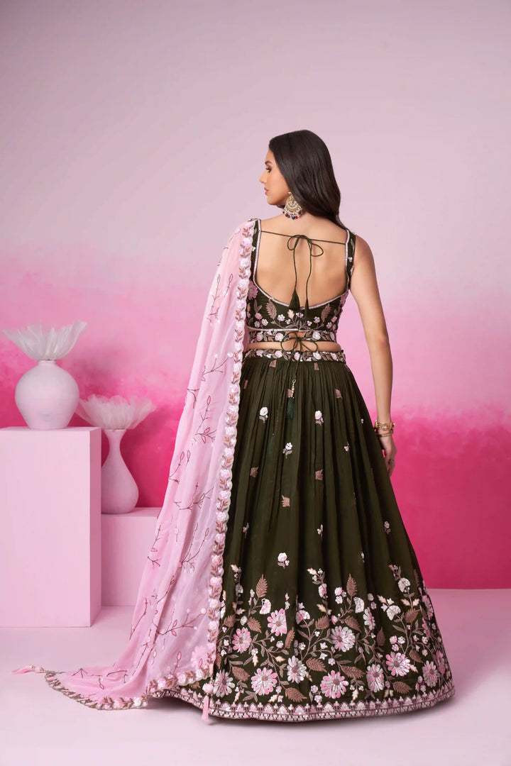 Satin Lehenga Choli Set with Designer Embroidery | Partywear