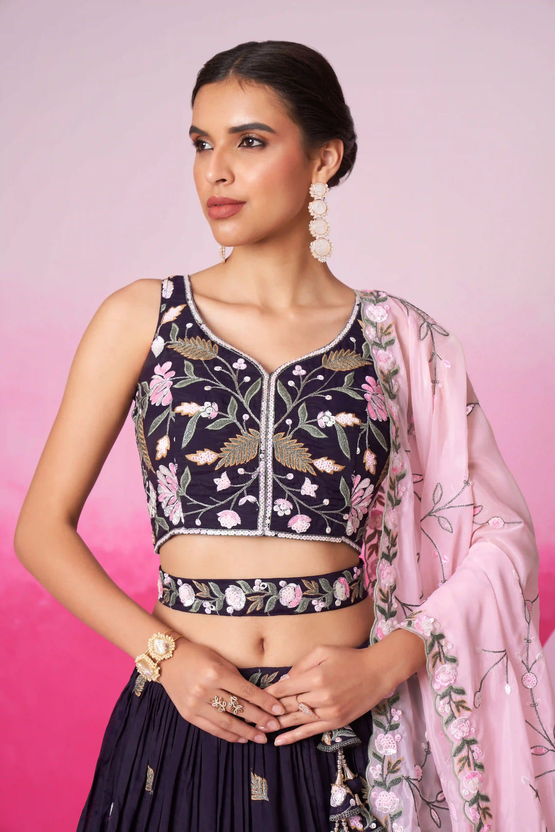 Satin Lehenga Choli Set with Designer Embroidery | Partywear