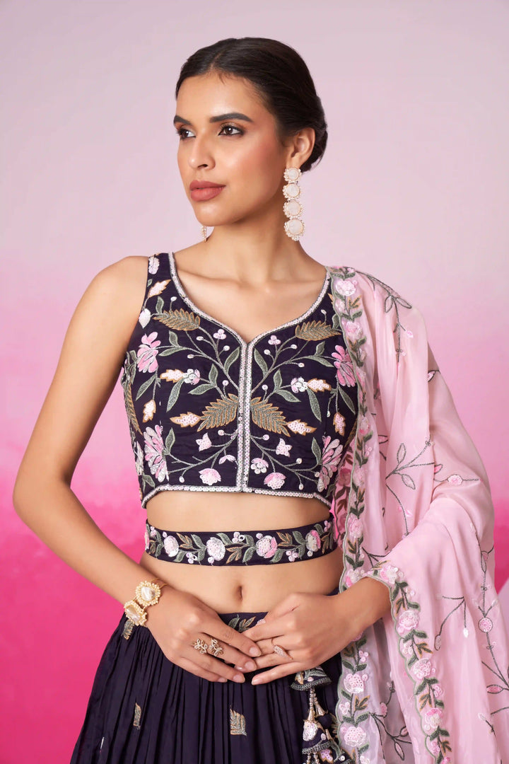 Satin Lehenga Choli Set with Designer Embroidery | Partywear