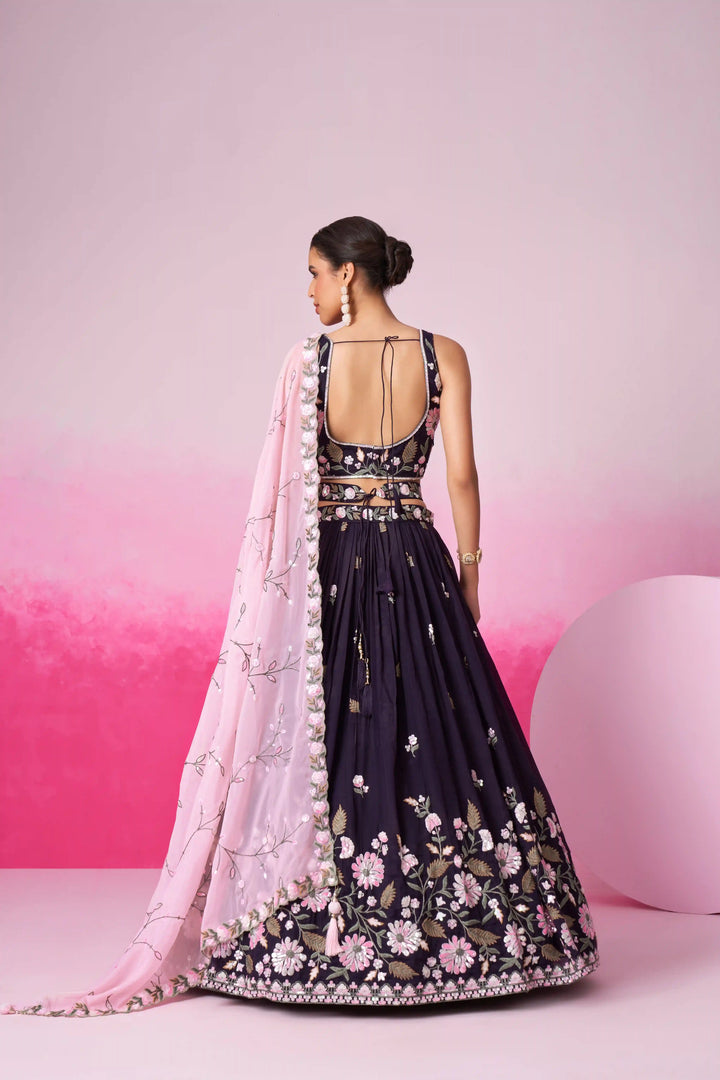 Satin Lehenga Choli Set with Designer Embroidery | Partywear