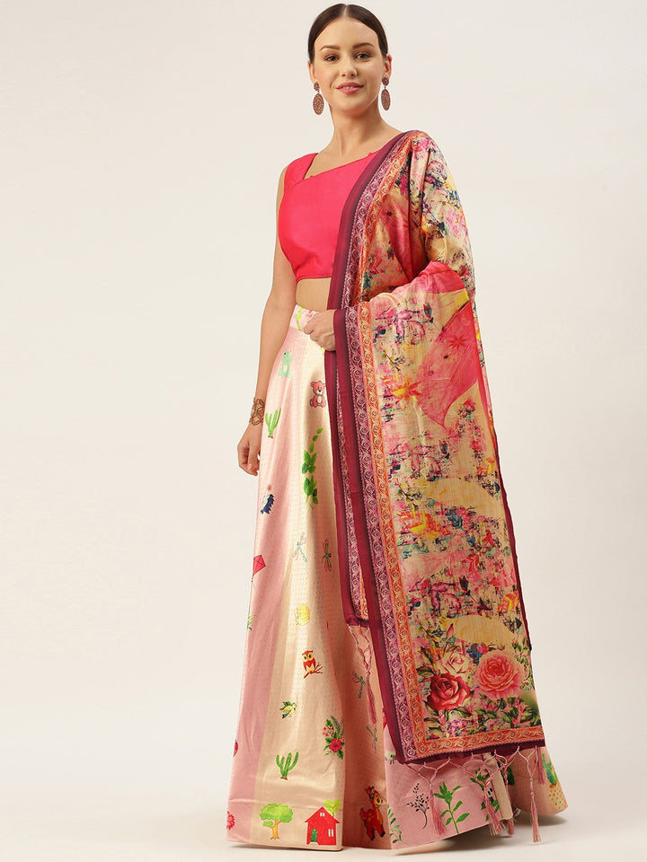Luxurious Viscose Jacquard Lehenga with Sequins Embroidery & Russian Silk Dupatta