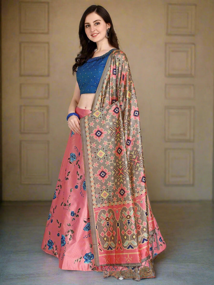 Pink Lehenga for Parties | Luxurious Silk & Satin with Stunning Digital Patterns