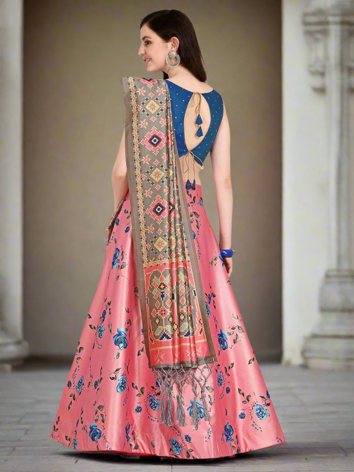 Pink Lehenga for Parties | Luxurious Silk & Satin with Stunning Digital Patterns