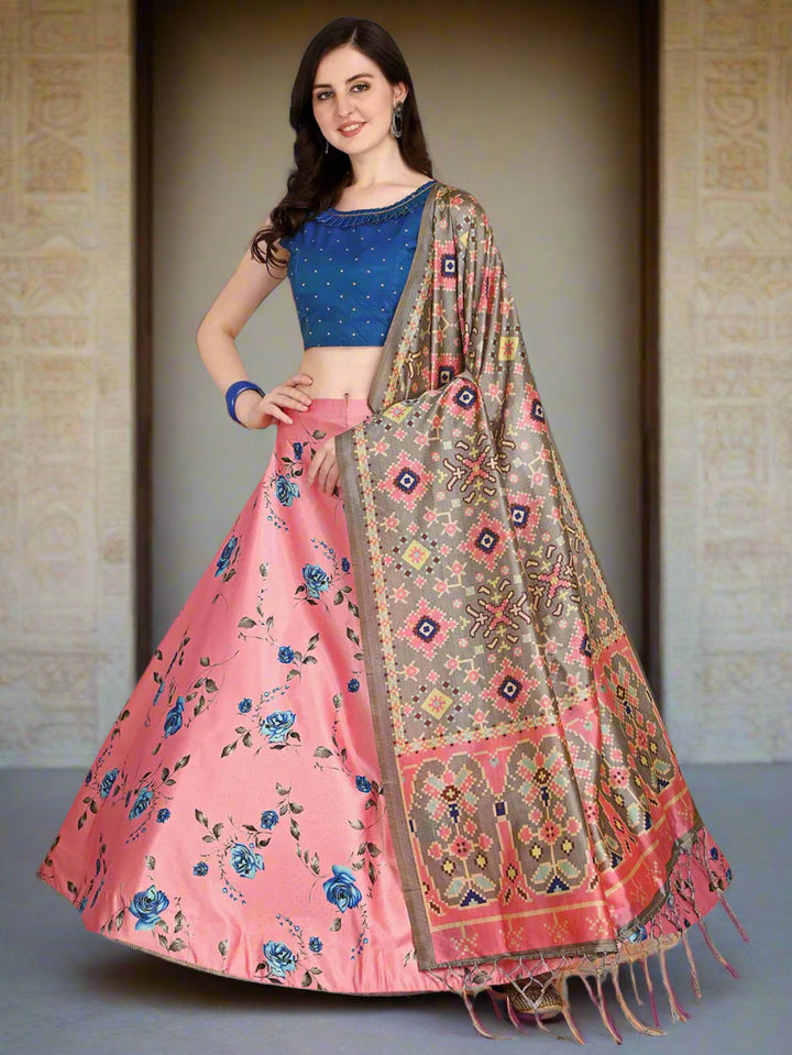 Pink Lehenga for Parties | Luxurious Silk & Satin with Stunning Digital Patterns