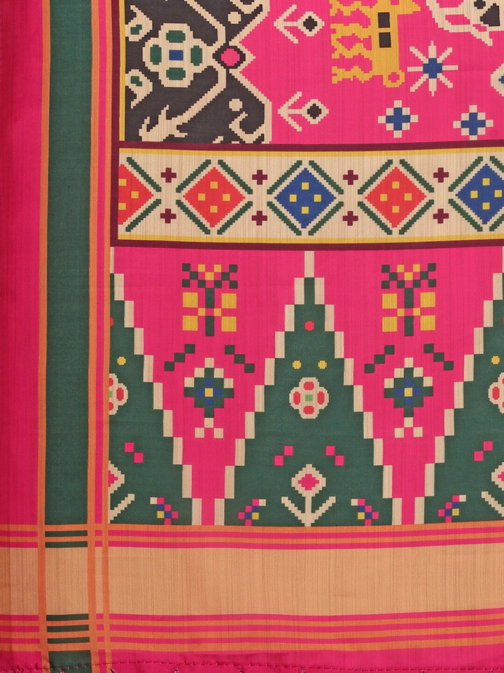 Multicolor Lehenga | Digital Printed Silk Lehenga with Silk Blouse & Dupatta