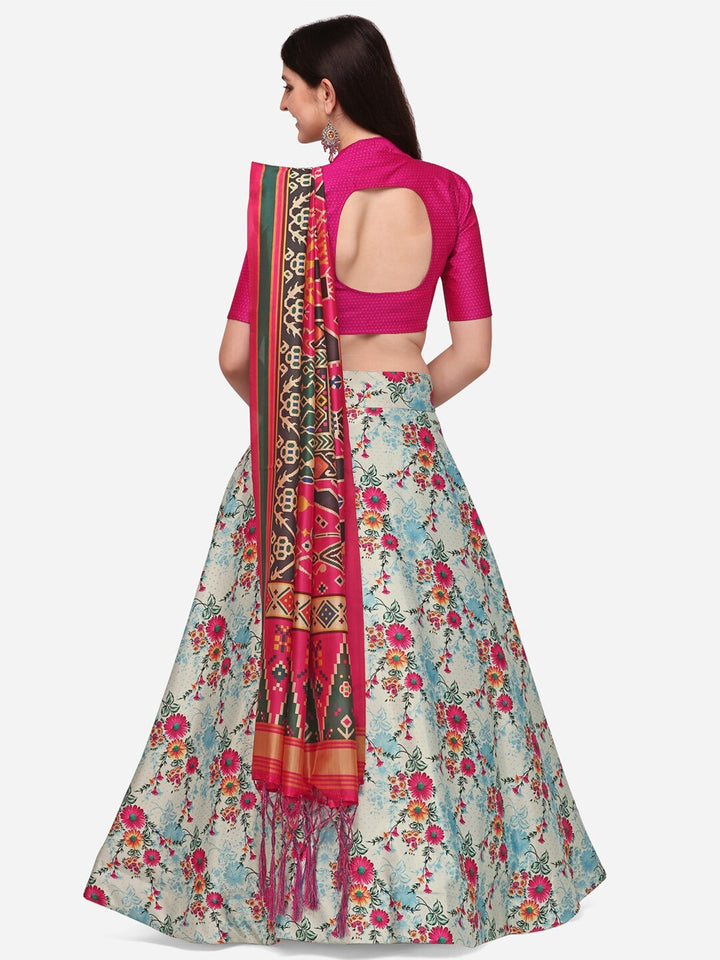 Multicolor Lehenga | Digital Printed Silk Lehenga with Silk Blouse & Dupatta