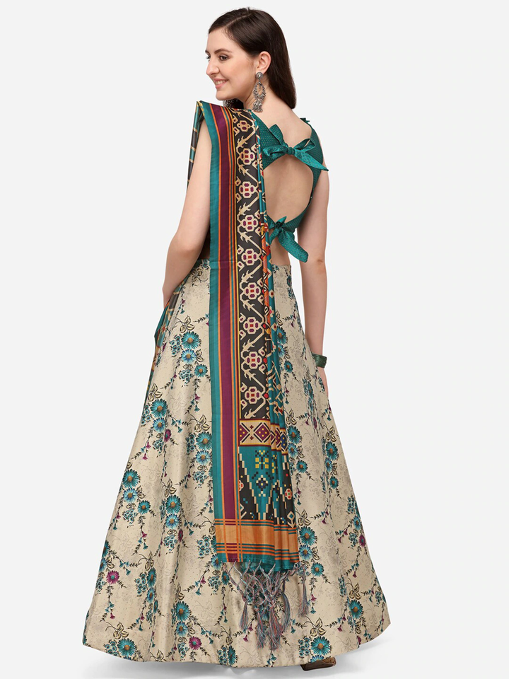 Multicolor Lehenga | Digital Printed Silk Lehenga with Silk Blouse & Dupatta