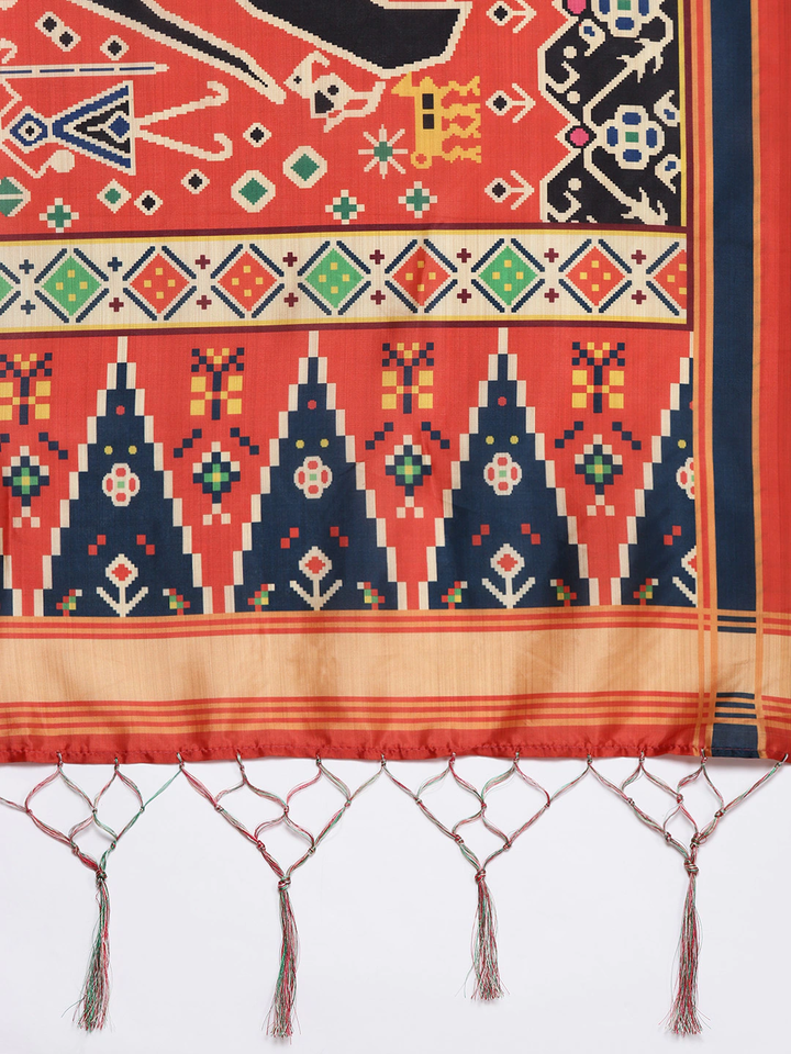 Multicolor Lehenga | Digital Printed Silk Lehenga with Silk Blouse & Dupatta