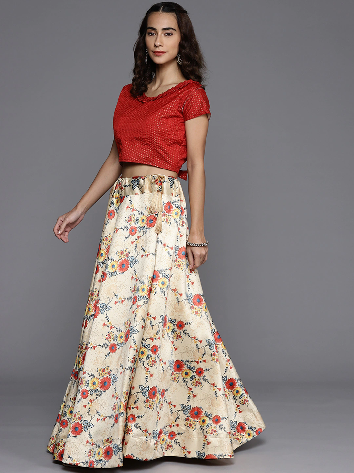 Multicolor Lehenga | Digital Printed Silk Lehenga with Silk Blouse & Dupatta
