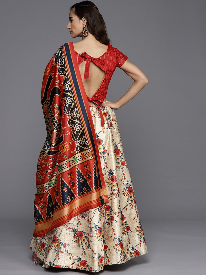 Multicolor Lehenga | Digital Printed Silk Lehenga with Silk Blouse & Dupatta