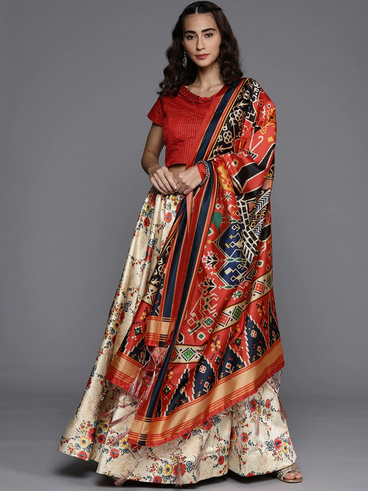 Multicolor Lehenga | Digital Printed Silk Lehenga with Silk Blouse & Dupatta
