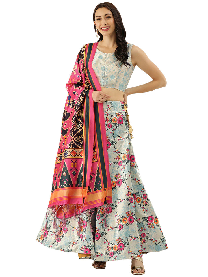 Light Blue Wedding Lehenga | Silk Lehenga Choli with Assami Silk Dupatta