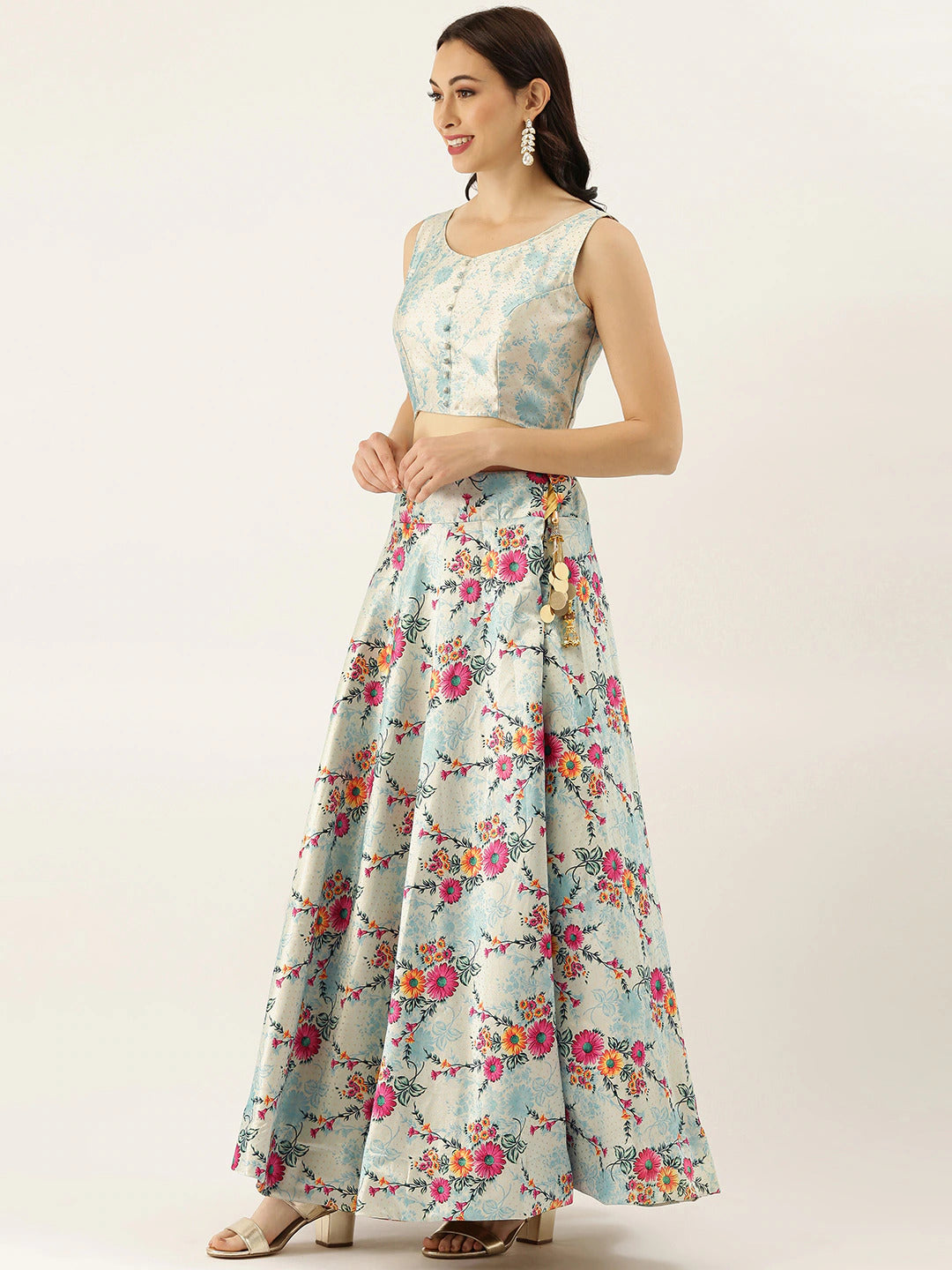 Light Blue Wedding Lehenga | Silk Lehenga Choli with Assami Silk Dupatta