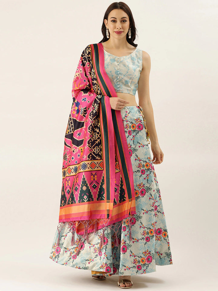Light Blue Wedding Lehenga | Silk Lehenga Choli with Assami Silk Dupatta