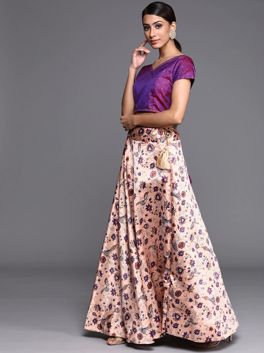 Purple Designer Lehenga | Satin Silk Lehenga Choli & Assami Silk Dupatta