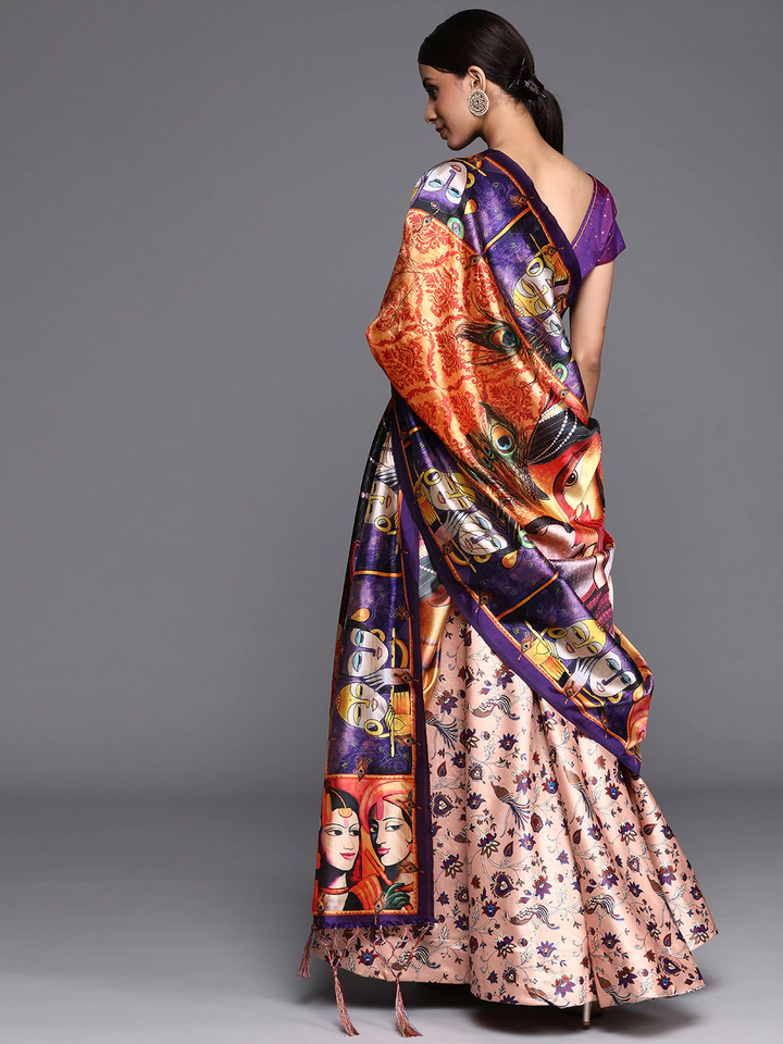 Purple Designer Lehenga | Satin Silk Lehenga Choli & Assami Silk Dupatta