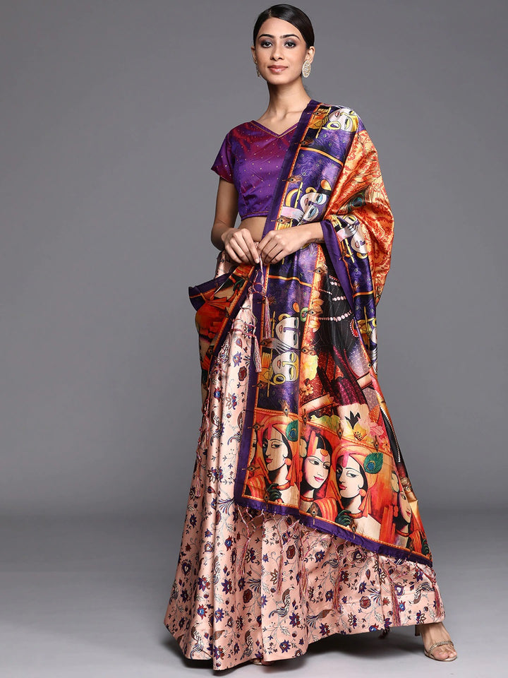 Purple Designer Lehenga | Satin Silk Lehenga Choli & Assami Silk Dupatta