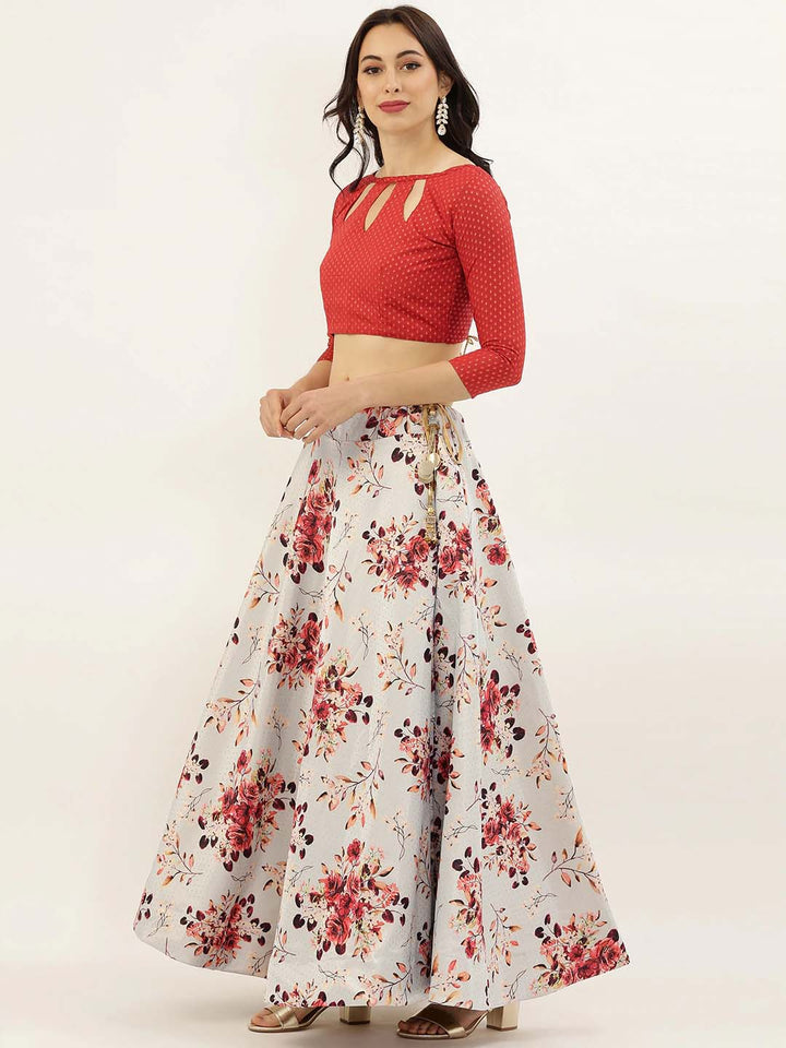 Elegant Beige Lehenga | Digital Print Lehenga with Silk Blouse & Dupatta