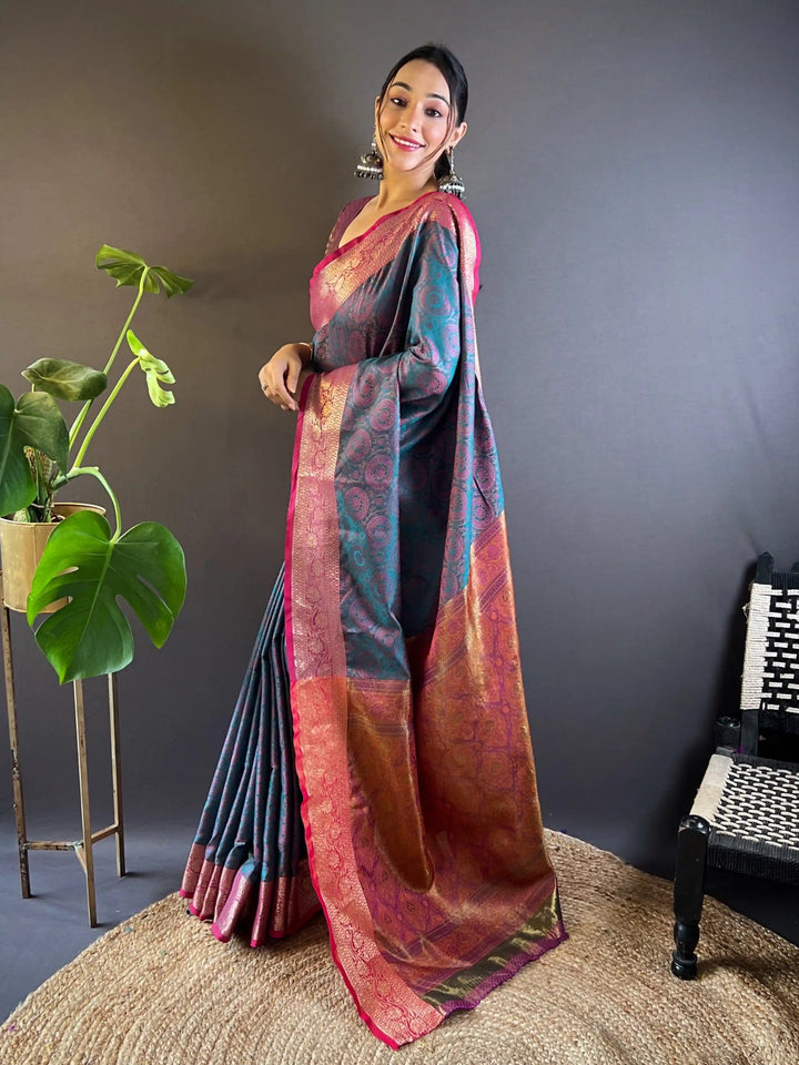 Elegant Zari-Weaved Silk Saree | Perfect for Weddings & Festive Events
