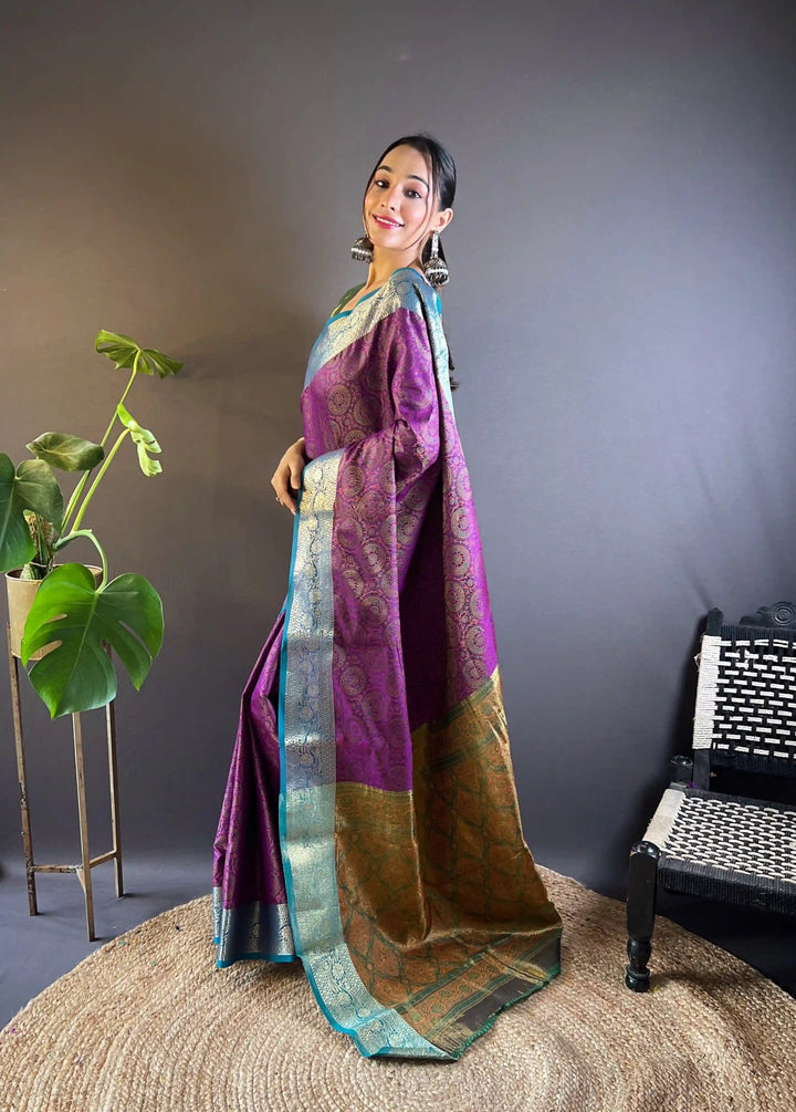 Elegant Zari-Weaved Silk Saree | Perfect for Weddings & Festive Events