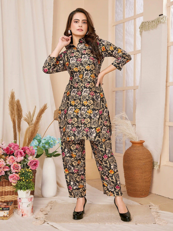 Designer Rayon Co-Ord Set | Digital Printed Top and Bottom Set for Women