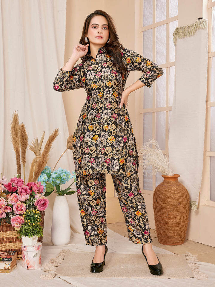 Designer Rayon Co-Ord Set | Digital Printed Top and Bottom Set for Women
