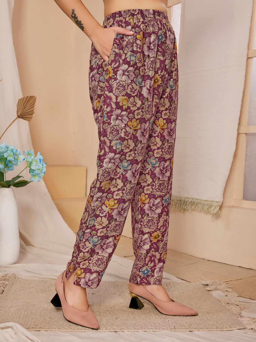 Designer Rayon Co-Ord Set | Digital Printed Top and Bottom Set for Women