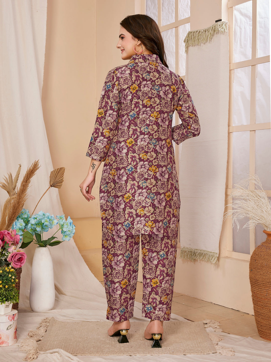 Designer Rayon Co-Ord Set | Digital Printed Top and Bottom Set for Women