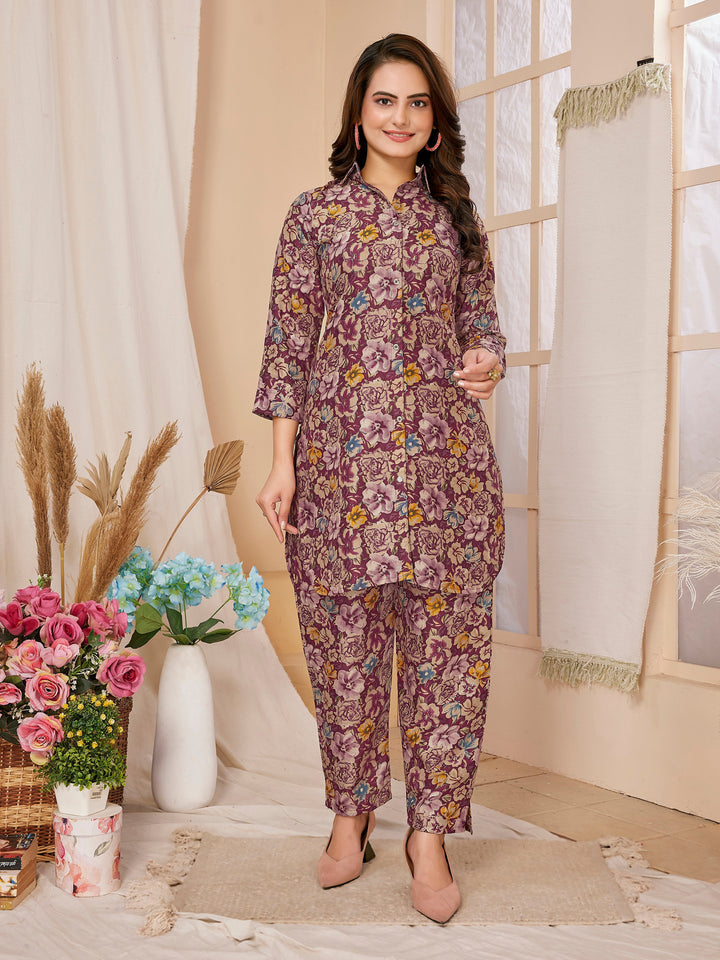 Designer Rayon Co-Ord Set | Digital Printed Top and Bottom Set for Women