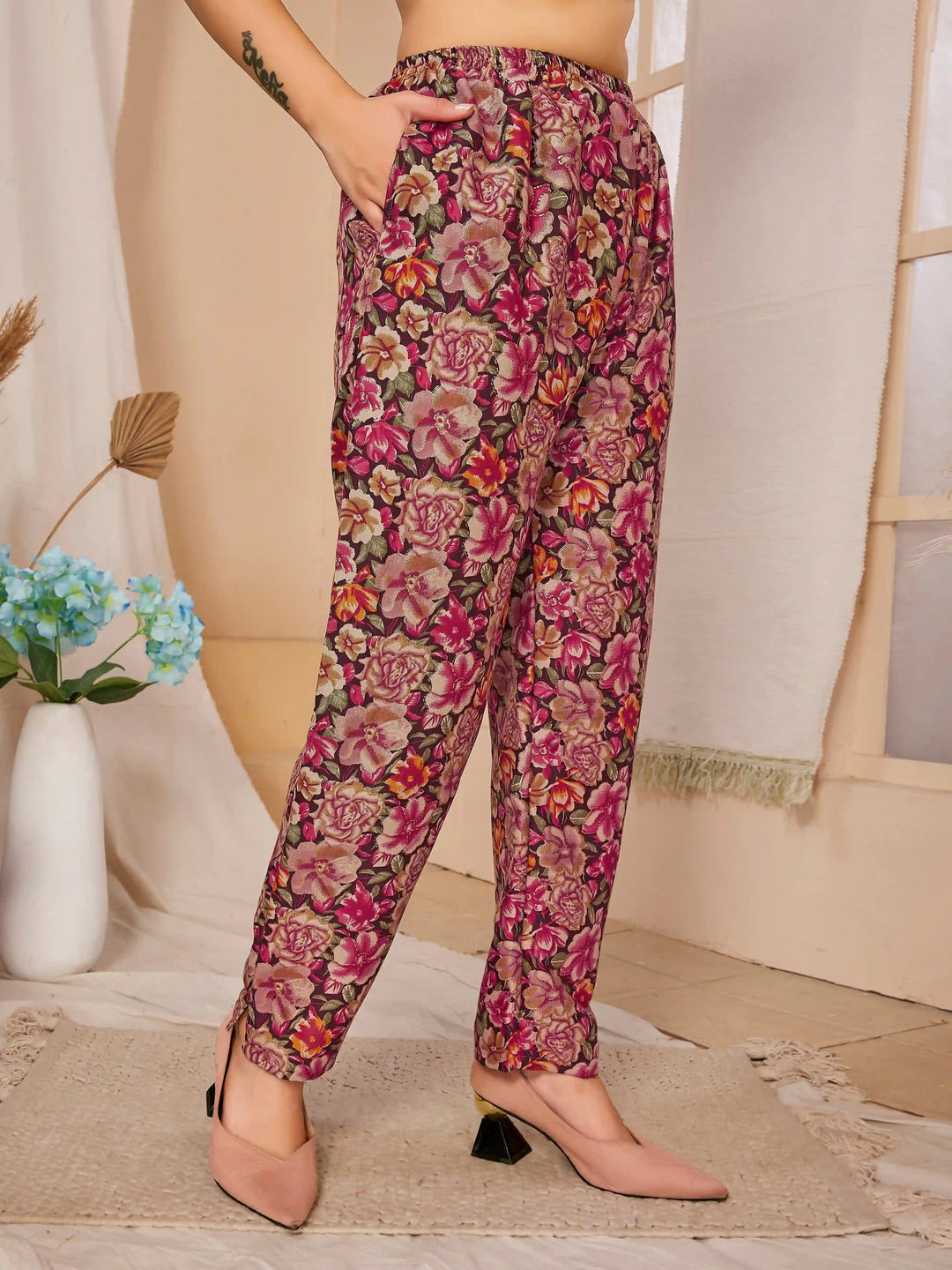 Designer Rayon Co-Ord Set | Digital Printed Top and Bottom Set for Women