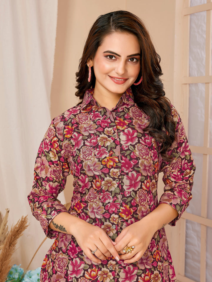 Designer Rayon Co-Ord Set | Digital Printed Top and Bottom Set for Women