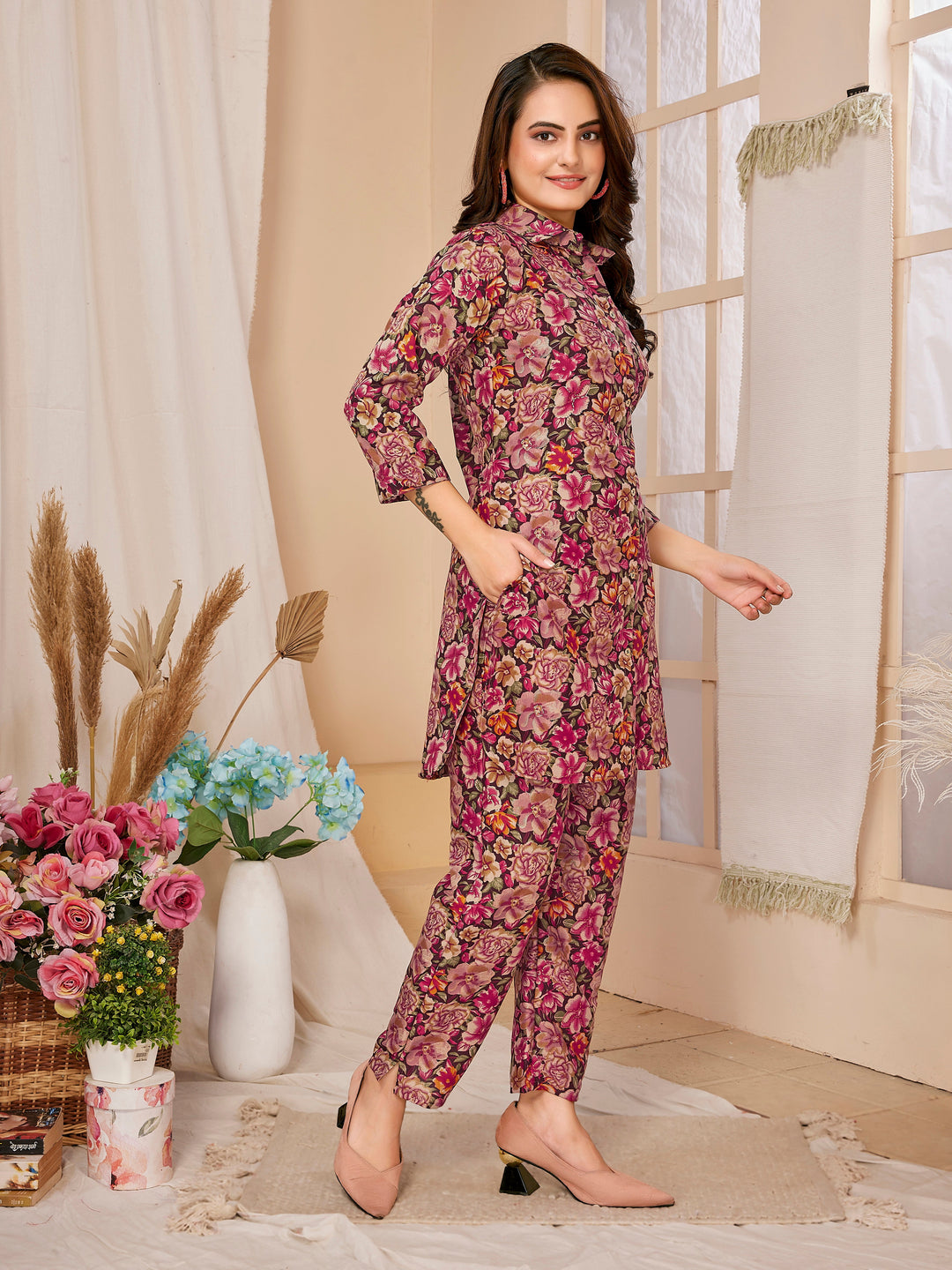 Designer Rayon Co-Ord Set | Digital Printed Top and Bottom Set for Women