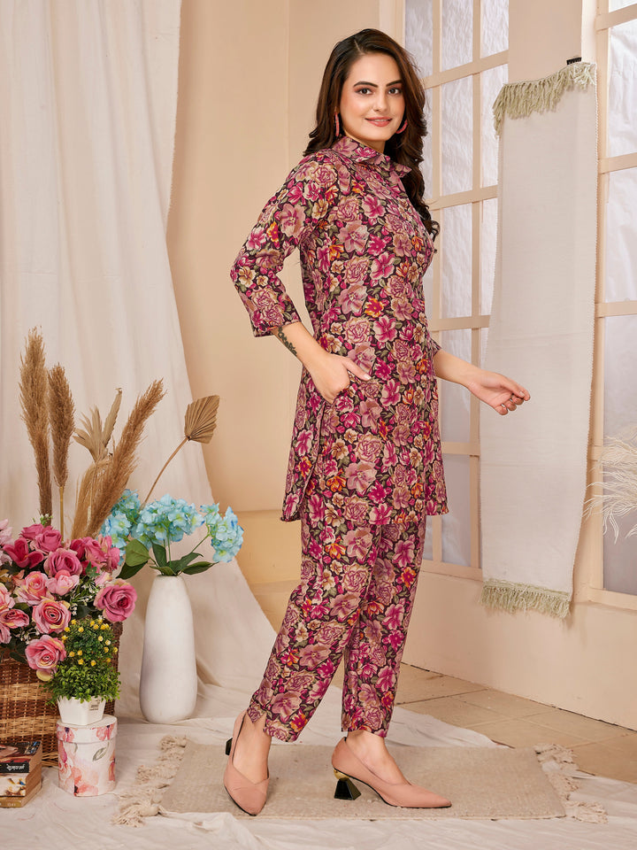 Designer Rayon Co-Ord Set | Digital Printed Top and Bottom Set for Women