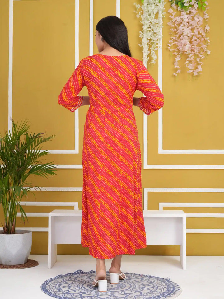 Designer Long Kurti | Rayon Cotton Pair with Gota Embroidery Work