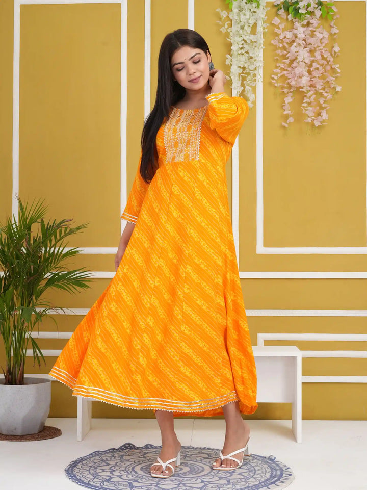 Designer Long Kurti | Rayon Cotton Pair with Gota Embroidery Work