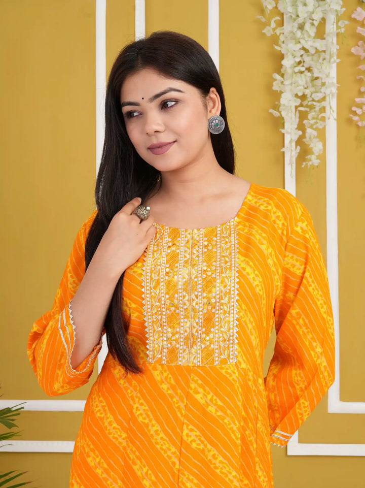 Designer Long Kurti | Rayon Cotton Pair with Gota Embroidery Work