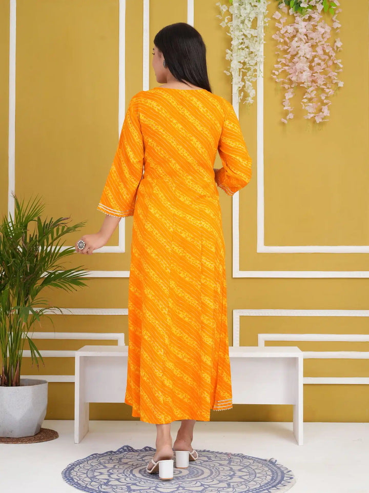 Designer Long Kurti | Rayon Cotton Pair with Gota Embroidery Work