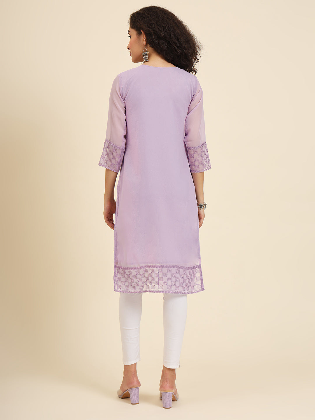 Purple Kurti | Designer Lakhnowi Chikankari Embroidery for Women
